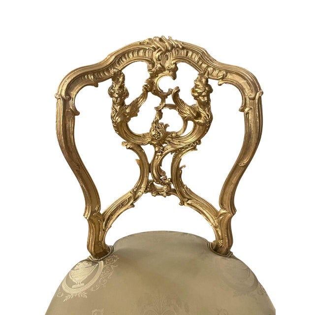 19th Century French Hand-Carved Gilded Chair For Sale - Image 4 of 8