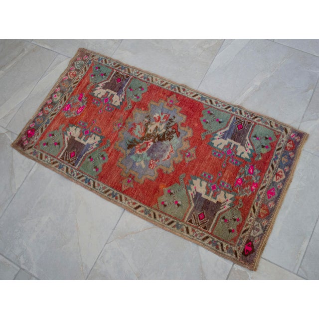 Hand Knotted Door Mat, Entryway Rug, Bath Mat, Kitchen Decor, Small Rug, Turkish Rug - 1′8″ × 3′3″ For Sale - Image 10 of 13