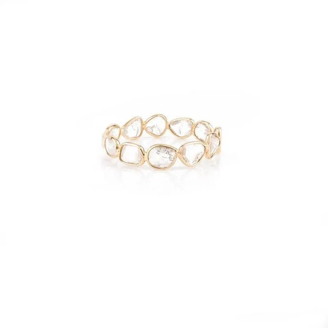 Metal Natural Uncut Diamond 18k Yellow Gold Stacking Band Ring Size 7 (All Sizes Available) For Sale - Image 7 of 8
