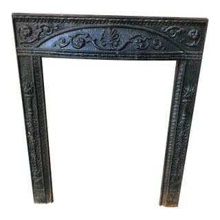 Antique Victorian Fireplace Surround Cast Iron Fleur De Lis Pattern For Sale