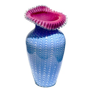 19thC Stevens & Williams Rare Osiris Pattern Antique Art Glass Vase For Sale