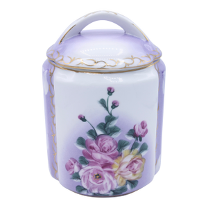 Antique French Floral Ceramic Limoges Biscuit Jar