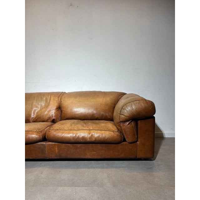 Vintage Cognac Leather Sofa For Sale - Image 4 of 10