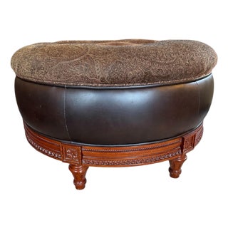 Tufted Round Ottoman For Sale