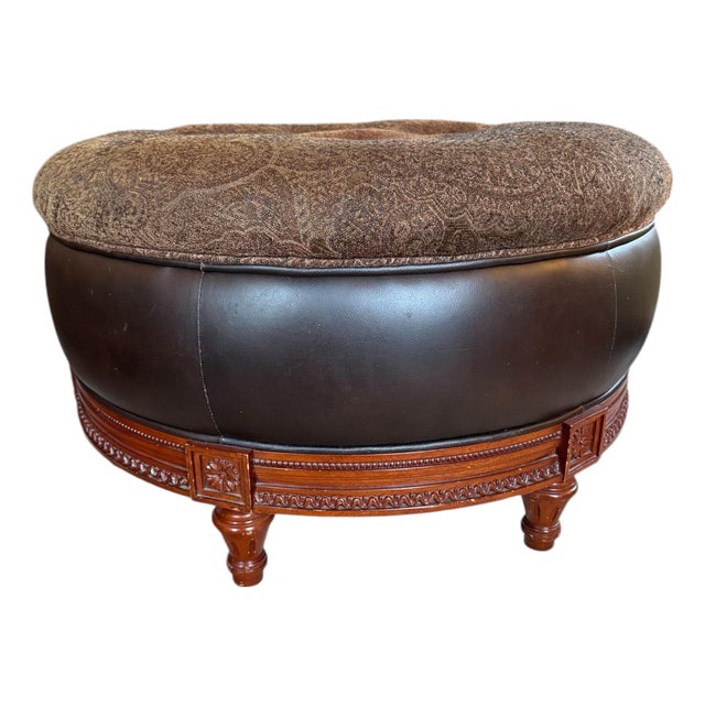 Tufted Round Ottoman For Sale