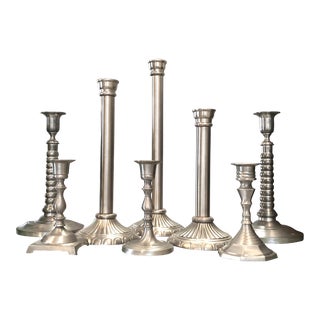 Vintage Pewter Candle Holders for Tapers - 8 Pieces For Sale