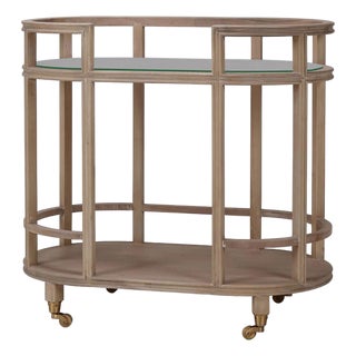 Coastal Style Bar Cart in Light Wood For Sale