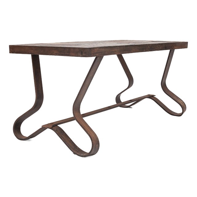 Brutalist Coffee Table attributed to Adnet, 1950s For Sale