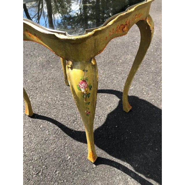 Mid-Century Modern Italian Hand Painted Mirror Top Side Table For Sale - Image 3 of 13