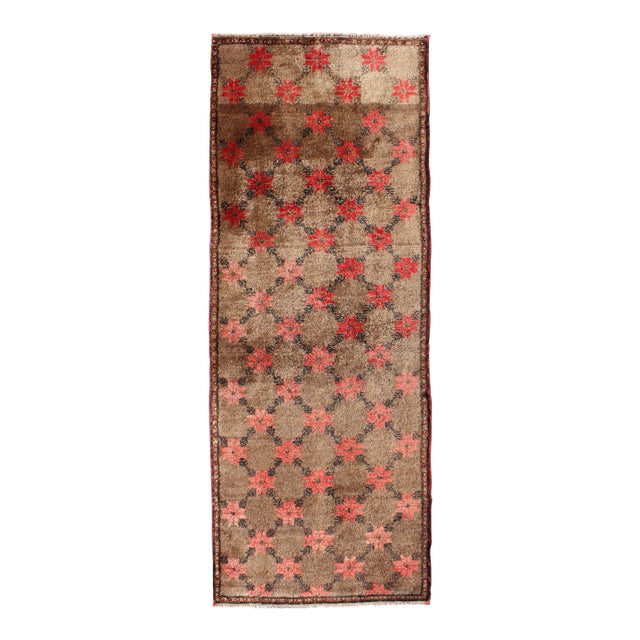 Vintage Turkish Tulu Runner With Modern Design For Sale