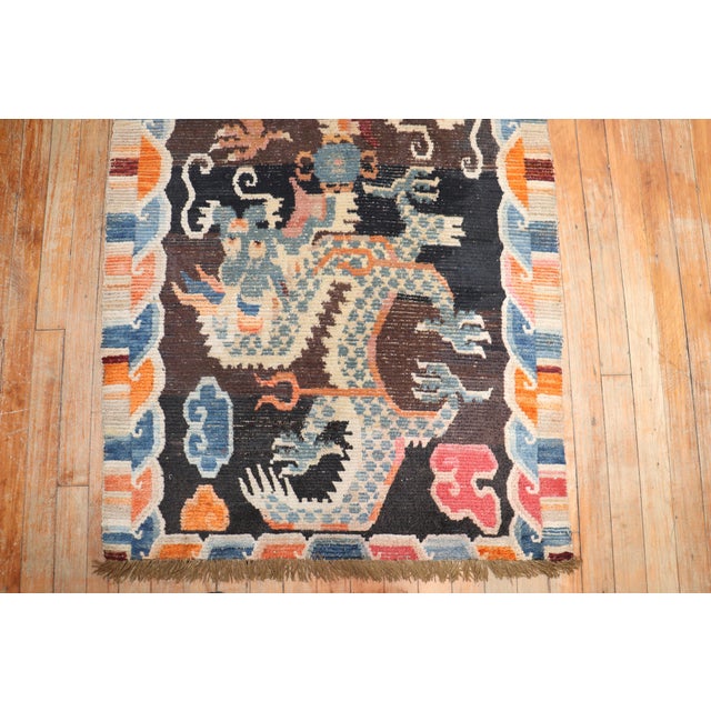Colorful Dragon Vintage Tibetan Early 20th Century Rug For Sale - Image 4 of 8