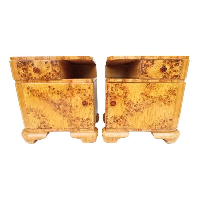 Art Deco Bedside Tables by Jindřich Halabala for Up Závody, 1940s, Set of 2 For Sale