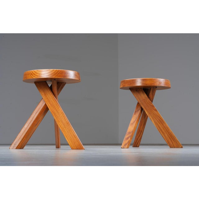Set of Elm S13A Stools attributed to Pierre Chapo, France, 1970s For Sale - Image 3 of 13