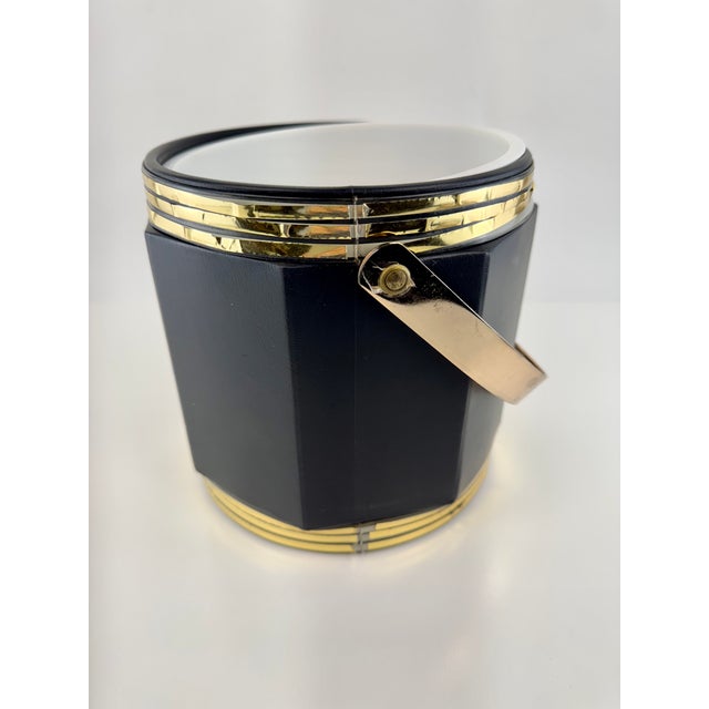 Black 1960s Mid-Century Modern Culver Black and Gold Lowball Glasses With Coordinating Ice Bucket – Set of 5 For Sale - Image 8 of 10