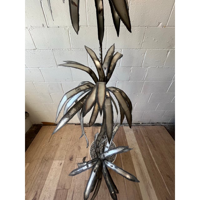 1970s 1970s Brutalist Metal Botanical Floor Sculpture in Fesco Planter Jansen Style For Sale - Image 5 of 8
