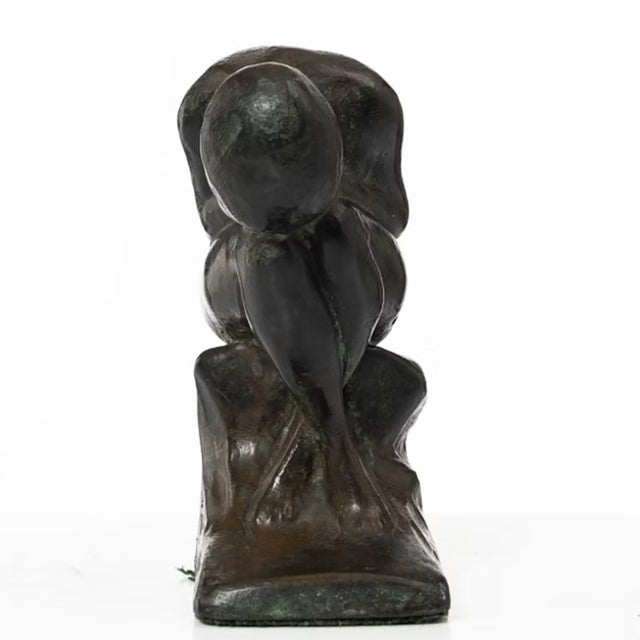 1930s Sorrow Sculpture in Patinated Bronze by Halvar Frisendahl, 1917 For Sale - Image 5 of 6