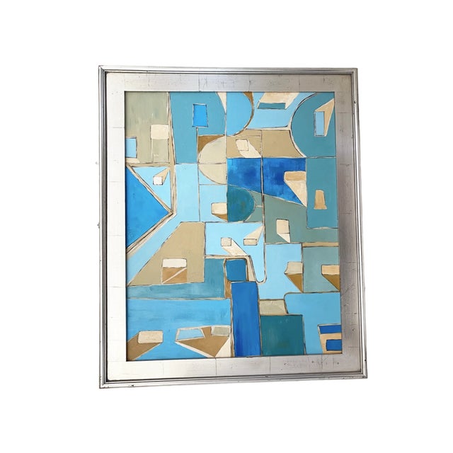 Abstract Painting, Acrylic on Canvas 24" W by 30" H Aqua by Yjr For Sale - Image 4 of 12