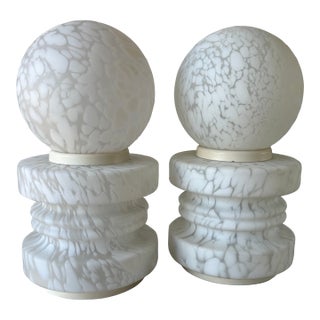Vintage Murano Glass Globe Table Lamps - a Pair For Sale