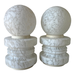 Vintage Murano Glass Globe Table Lamps - a Pair
