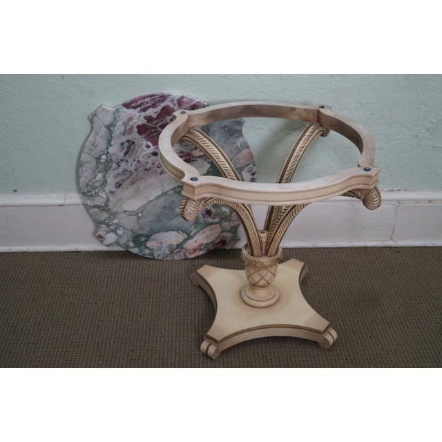 Grosfeld House Painted Wood Marble Top Side Tables For Sale - Image 10 of 10