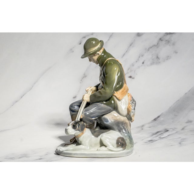Vintage Royal Copenhagen Denmark Hand Painted Hunter With Dog Porcelain Figurine Christian Thomsen Sporting Country Home Decor For Sale - Image 10 of 14