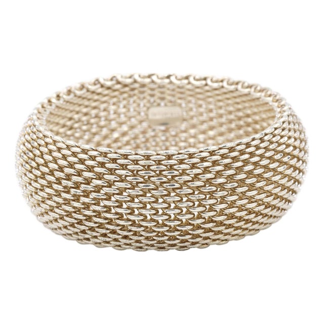 Tiffany & Co. Sterling Silver Somerset Mesh Wide Bangle Bracelet For Sale