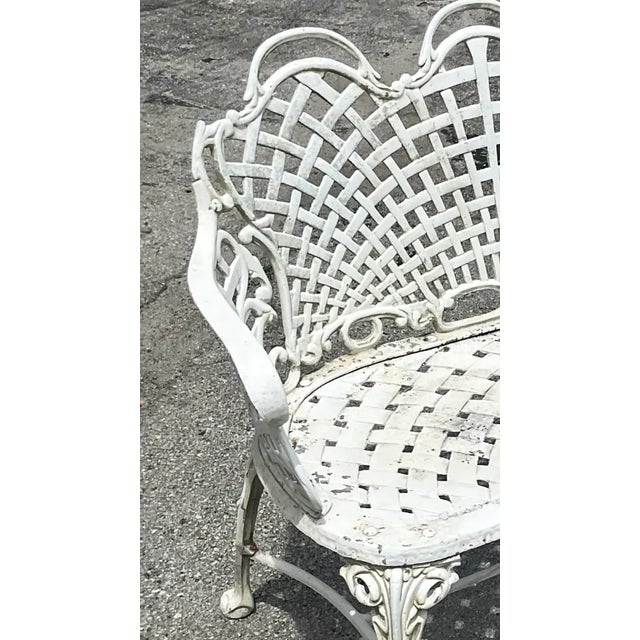 Vintage Regency Web Wrought Iron Bench For Sale - Image 4 of 12