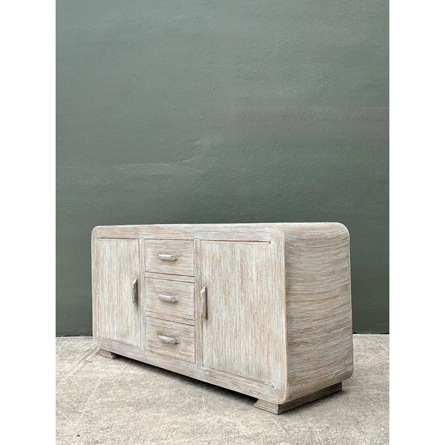 Vintage Distressed Finish Pencil Reed Credenza For Sale - Image 12 of 13