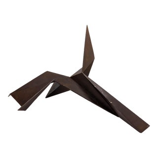 1980 Corten Steel Abstract Geometric Folded Origami Sculpture by Gerald DiGiusto For Sale