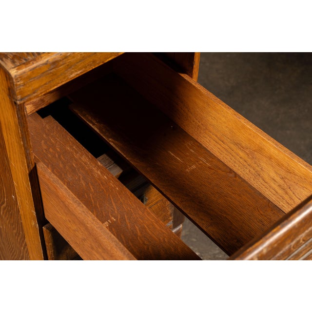 Brown Antique Oak 4-Drawer Filing Cabinet For Sale - Image 8 of 10
