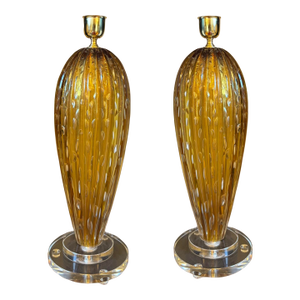 Timeless Murano Glass Table Lamp – Amber, Style 1995 by Toso - a Pair