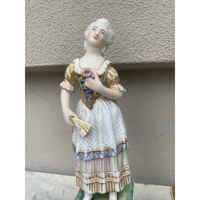 Pair of French Porcelain Figures Circa 1850 For Sale - Image 4 of 7