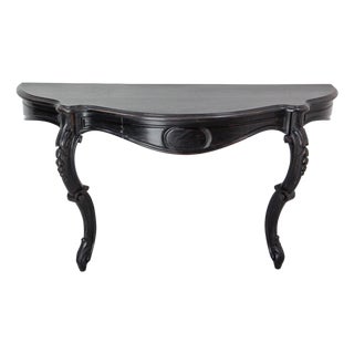 Antique French Wall-Mounted Hallway Console in Black Wood, 1880s For Sale