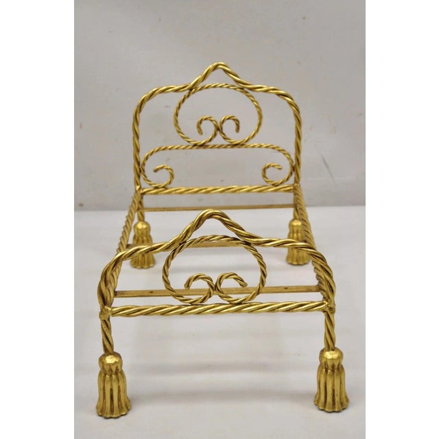 Mid 20th Century Vintage Italian Hollywood Regency Iron Tassel Frame Pet Cat Dog Bed or Doll Bed For Sale - Image 5 of 11