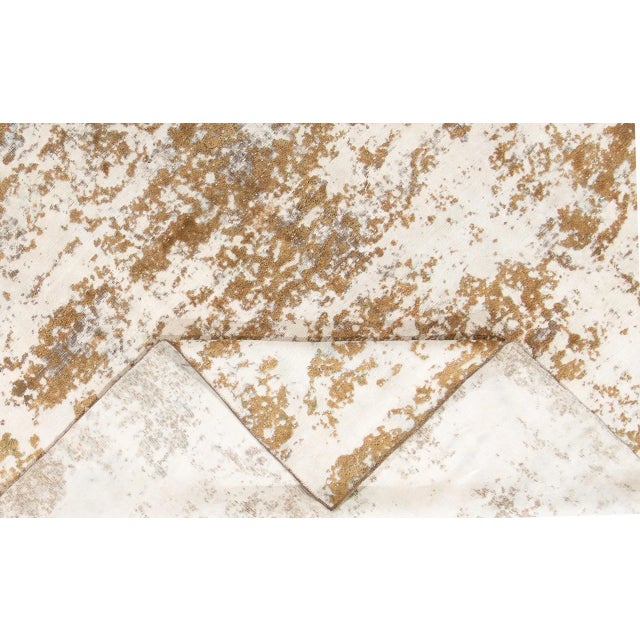 Abstract Goldenrod Vintage Distressed Handmade Wool Rug 8'2" X 11'2". For Sale - Image 3 of 8