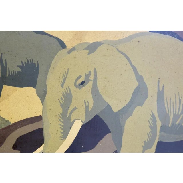 Jungle scene with elephants, framed Dimensions: Width: 108 cm Height: 74 cm
