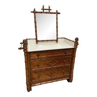 19th C English Faux Bamboo Wash Stand For Sale