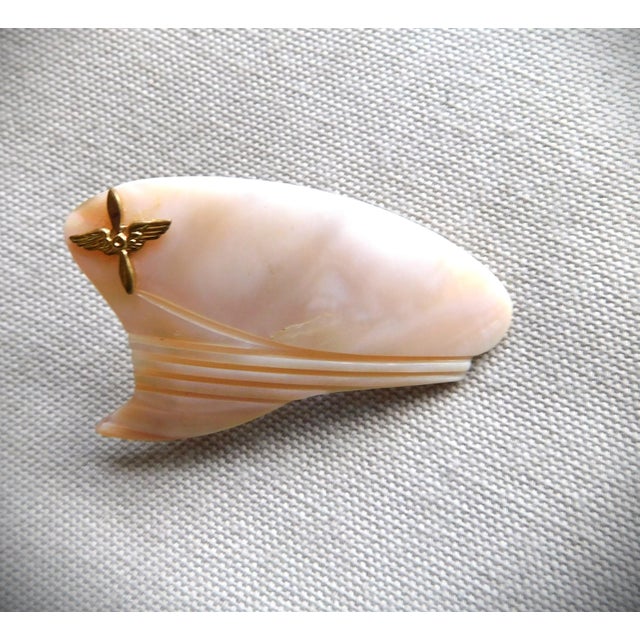 Mid-Century Modern Mother of Pearl Wwii Sea Captain's Hat Brooch Pin For Sale - Image 3 of 9