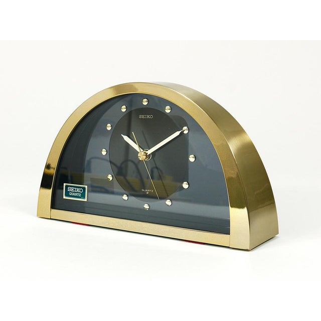 1980s Hollywood Regency Brass See-Through Table Clock attributed to Seiko, Japan, 1980s For Sale - Image 5 of 16