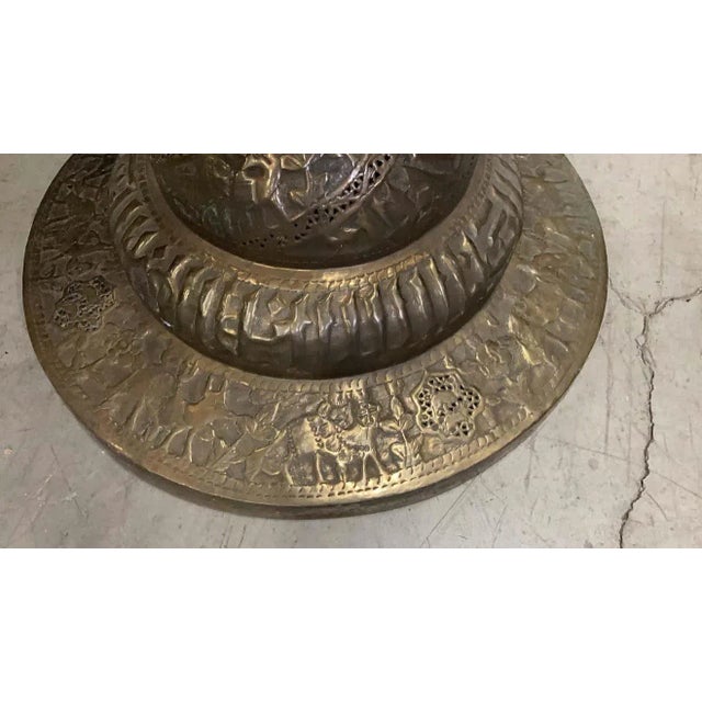 Brass Islamic Arabian Moorish Brass Jardiniere on Stand For Sale - Image 8 of 13