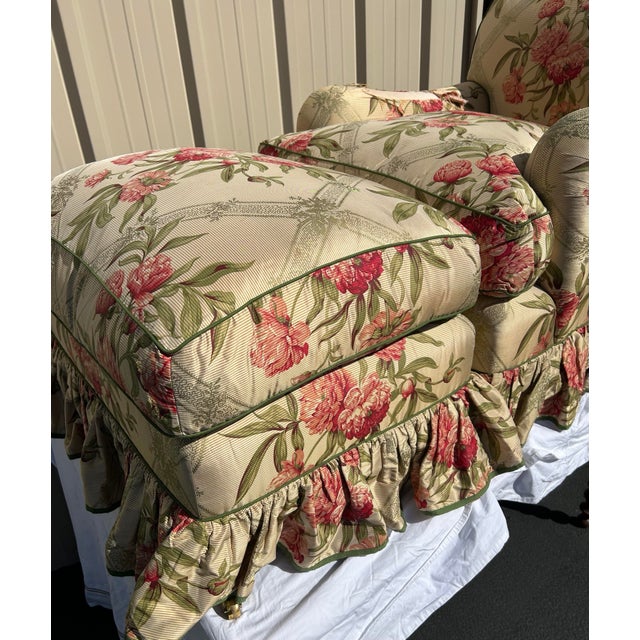 Authentic George Smith English Roll Arm Club Chair & Ottoman – Handmade in England For Sale - Image 6 of 12