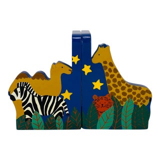 1970s Vintage Children’s Lacquer Animal Book Ends, Set of 2 For Sale