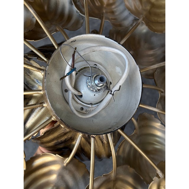 Large Floral Wall Light in Gilded Metal from Masca, Italy, 1970s For Sale - Image 4 of 6