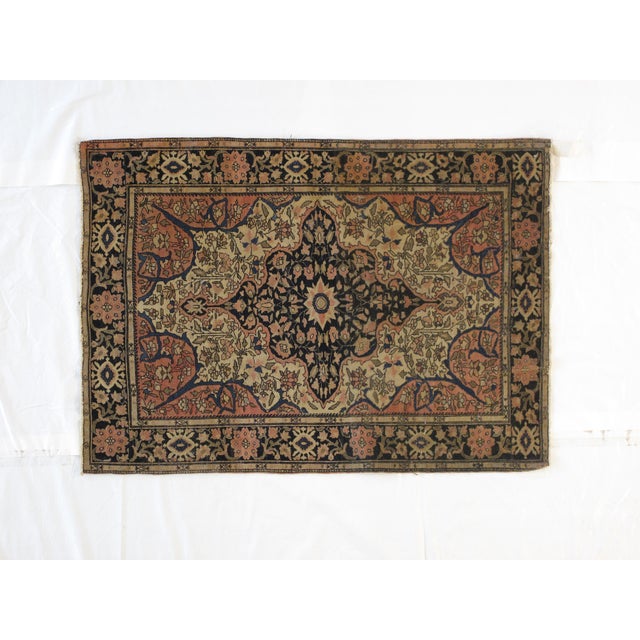 Wool pile genuine hand made antique Persian sarouk Ferahan -