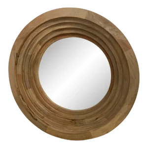 Vintage White Oak Circular Wall Mirror
