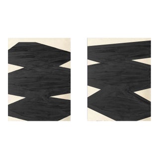 "Affirmations Black No. 1" Geometric Paintings by Nicolette Capuano - Set of 2 For Sale