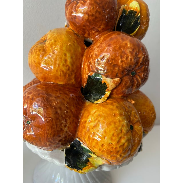 Vintage Mid Century Italian Majolica Orange Topiary Centerpiece For Sale In Miami - Image 6 of 12
