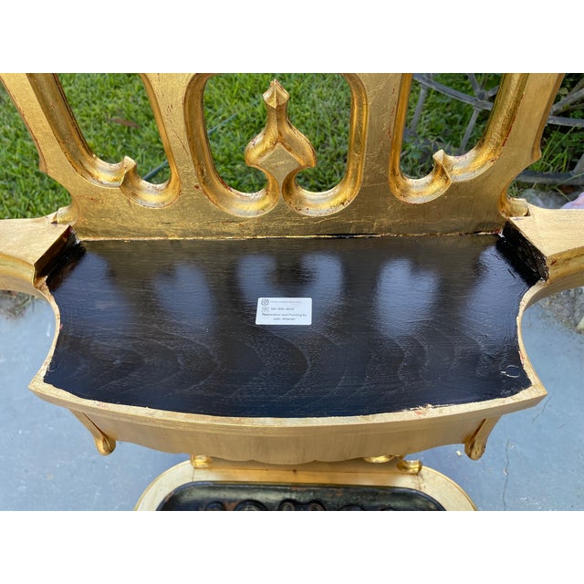 Late 19th Century Restored Gothic Revival Holy Tree With Mirror, Faux Gold Leaf Finish & Original Marble For Sale - Image 10 of 17