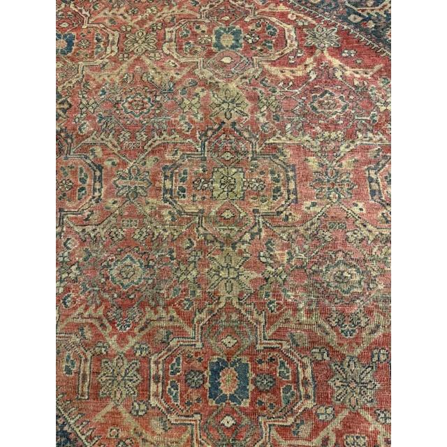 Late 19th Century 1890s Red Field Medallion Large Scale Antique Sultanabad Knotted Wool Rug For Sale - Image 5 of 6