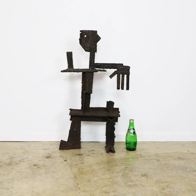 Black Abstract Man Brutalist Iron Sculpture For Sale - Image 8 of 8